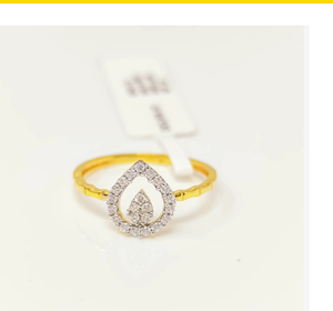 22K Solid Gold Pear Shape <b>CZ</b> <b>Ring</b> 916 Hallmarked Pure Gold Teardrop Double Motif Band for Women Elegant Wedding Jewelry - Product Image 2