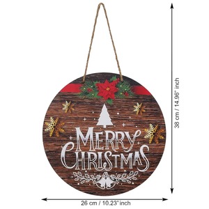 Letrero Colgante de Madera de Navidad, Corona Redonda Rústica Marrón Decorada con Copo de Nieve y Flor de Pascua Roja, Decoración Festiva Perfecta para Puerta - Product Image 3