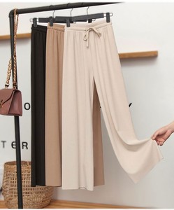 Pantalones Anchos de Cintura Alta para Mujer, Holgados, Largos, de Algodón, con Cordón, Casuales, de Verano, Color Negro Sólido - Product Image 4