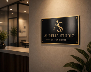Custom Brass Logo <b>Plaque</b> Personalized Business Name Sign <b>Engraved</b> Office Name Plate Solid Brass Company Sign Professional Door - Product Image 2