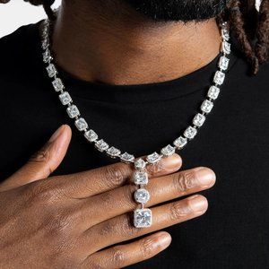 Chaîne à maillons en moissanite pour homme, bijoux de luxe en argent 925, collier élégant et scintillant, accessoire cadeau personnalisé - Product Image 6