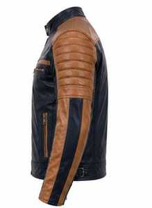 เสื้อแจ็คเก็ตหนังผู้ชายสไตล์นักขี่มอเตอร์ไซค์ คอตั้ง ปิดด้วยซิป - Product Image 2