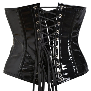 Robe moulante de club en similicuir PU noir avec corsage à boutons, col carré et manches courtes, tenue sexy vintage pour adulte - Product Image 5