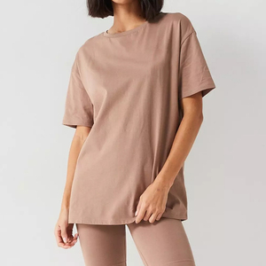 Factory Rate Women Oversized T Shirt 100% Cotton Crew Neck Loose Fit Solid Color LOGO Casual Streetwear Breathable All Seasons - Product Image 3
