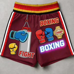 Shorts de boxe sur mesure en tissu polyester respirant, impression par sublimation, logo brodé, taille personnalisée - Product Image 1