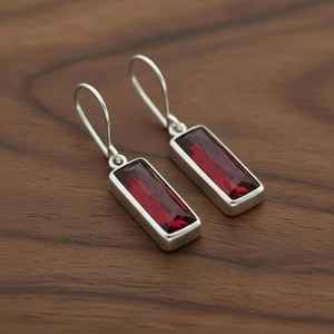 Pendientes colgantes de plata de ley con granate, piedra de nacimiento de enero, joyería de piedras preciosas finas para mujer, regalo - Product Image 2
