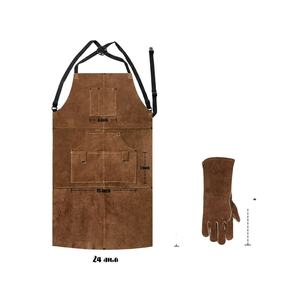 Delantales DE TRABAJO transpirables de cuero de vaca para hombres y mujeres con herramientas de 6 bolsillos resistentes al calor, delantal de soldadura resistente y duradero - Product Image 1
