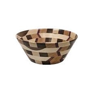 Wooden Serving Bowl With Geometric Pattern Modern Design For Food Serving Uncoated Wood Handicraft Dining <b>Table</b> Salad Fruit - Product Image 1