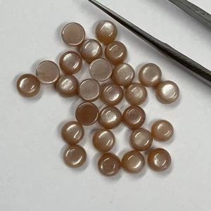 Cabochon rond en pierre de lune naturelle marron de 6 mm pour la fabrication de bijoux, qualité supérieure, pierre précieuse calibrée, dédouanement inclus - Product Image 3