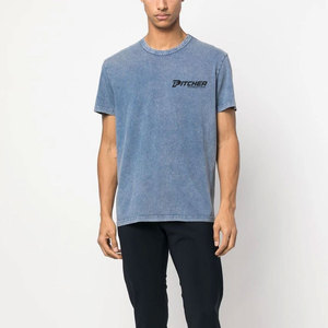 เสื้อยืดทรงเรียบง่ายสไตล์ย้อมสีซีดสำหรับผู้ชาย ผ้าฝ้ายระบายอากาศได้ดี สวมใส่สบายๆ ในชีวิตประจำวัน - Product Image 1