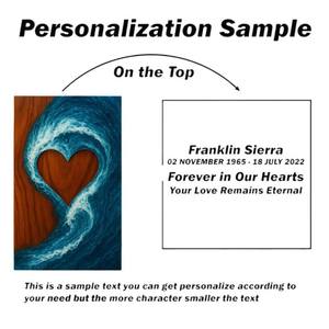 Urna de madera de nogal hecha a mano con recorte de corazón de resina con diseño de olas oceánicas, caja única para cenizas humanas, tamaño mediano 9x5.5 pulgadas. - Product Image 6