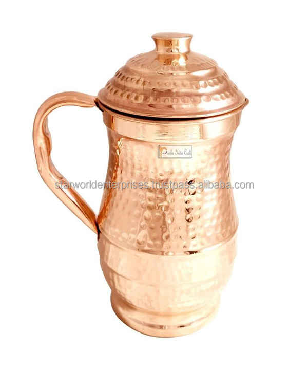 Copper  Handmade Copper Water Jug With Lid for Home and Hotel Use Available at Affordable Price