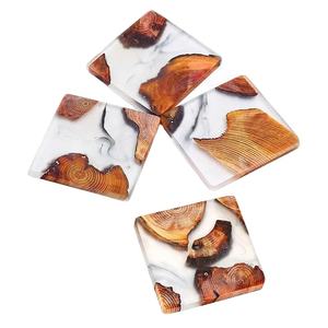 Dessous de verre en résine et bois pour le service du thé Tapis de thé multifonctionnel en résine et bois d'acacia Vaisselle Tapis antidérapants Napperons - Product Image 1