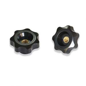 Perilla de estrella de 5 o 6 lóbulos de baquelita negra para orificio de tirador de cajón, perilla de siete lados para armario o cómoda - Product Image 3