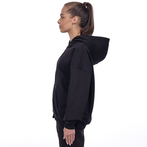 Sudadera con capucha impermeable de forro polar de punto para mujer, estilo liso teñido, ecológica, con cremallera y corte oversize para invierno - Product Image 3