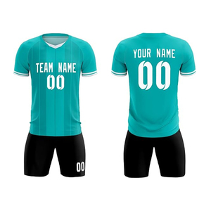 Conjunto de uniforme de fútbol personalizado, camiseta y pantalones cortos, estampado sublimado azul y morado, nombre del equipo, número personalizado, todas las tallas - Product Image 6