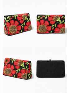 Luxury Handmade Beaded Red Floral Classic Fashion <b>Clutch</b> Bag Women Statement Flower Embroidery Evening Party <b>Wedding</b> Ring - Product Image 3