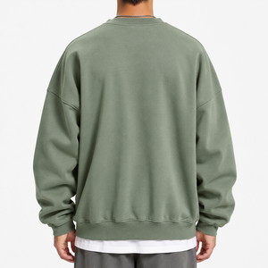 Sudadera de Cuello Redondo Saga Verde para Hombre, Color Sólido, Manga Larga, Estilo Holgado, Informal, Transpirable, de Poliéster/Algodón, para Invierno - Product Image 2
