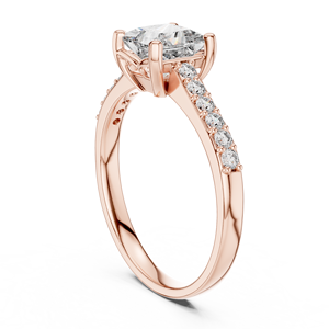 Classic Pave Princess Cut Lab Grown Solitaire Ring Set 18KT Rose Gold Rhodium Plated Certified <b>for</b> Party Wedding Luxury Giftin - Product Image 2