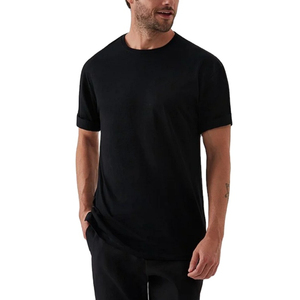 Prix de gros T-shirts unis pour hommes de haute qualité en coton, T-shirts vierges personnalisables avec logo pour l'été 2025 - Product Image 1