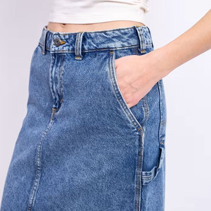 Winter Wear Regular Women Midi Denim Skirts Top Quality Plain Design Women Midi Denim Skirts - Product Image 1