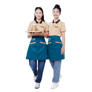 Conjunto de Uniforme Promocional Unisex, Camisa Polo de Poliéster Tejido y Delantal Personalizable, Ropa de Trabajo para Cafetería y Restaurante - Product Image 4