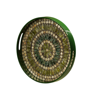 ถาดเสิร์ฟเคลือบเงาพร้อมที่จับและถาดสำหรับตกแต่งที่สะดุดตาแบบฝังมุก - Product Image 1