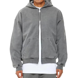 Sudadera con Capucha Personalizada con Logotipo para Hombre, 100% Algodón, Corte Regular, Alta Calidad, Hombros Caídos, Estilo Vintage, Lavado Ácido, con Cierre, Invierno, Ecológica - Product Image 5