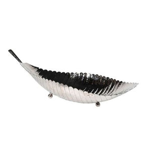 Plateau de service en métal en forme de feuille, aspect créatif, argenté brillant, décoratif, prix de gros, vente chaude - Product Image 1