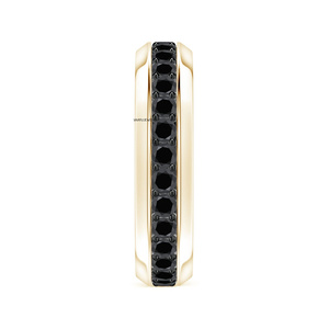 Anillo de Compromiso y Boda Clásico en Oro Amarillo con Rodio, Diamantes Negros Naturales, Unisex, Oro de 10K, 14K, 18K, Plata 925, 935 - Product Image 2