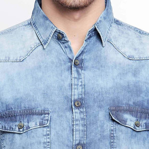 Camisa de Mezclilla para Hombre de Color Sólido con Diseño OEM Personalizado, Camisa de Mezclilla Extra Grande Informal para Hombre, Venta al por Mayor - Product Image 6