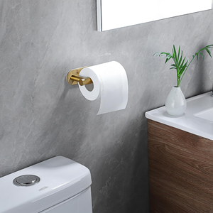 Porte-rouleau de papier toilette finition or brossé, support mural auto-adhésif pour rouleau de papier toilette, accessoire de salle de bain - Product Image 5