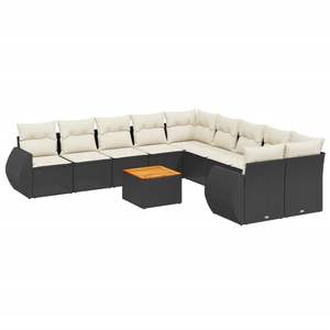 Conjunto de Sofás Modulares Grandes de Ratán PE Negro para Jardín, Elegante Colección de Muebles para Exteriores - Product Image 2