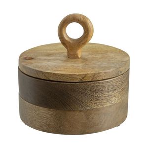 Handcrafted Wooden Roti Box with Spice Box Set <b>Kitchen</b> <b>Storage</b> Chapati Container for Home Decor Utility Organizer - Product Image 1