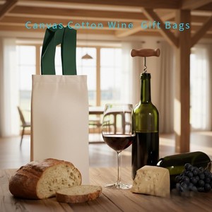 Heavy Duty Cotton <b>Canvas</b> Bottle Carrier Reusable Gift <b>Bag</b> - Product Image 4