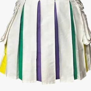 กระโปรงยูทิลิตี้ไฮบริดสำหรับผู้หญิง สีขาวลายสายรุ้ง พร้อมสายไนลอน กระเป๋าจีบ โอริง กระโปรงเด็กผู้หญิง 2026 - Product Image 4