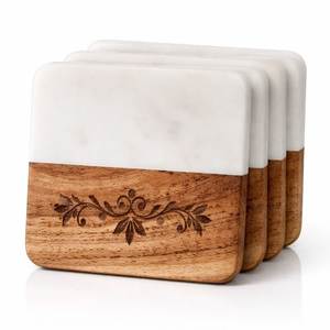 Wooden Square <b>Coasters</b> with Gold Inlay Modern Non-Slip Mats & Pads - Product Image 5