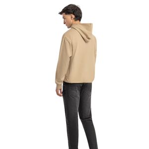 Sweat à capuche brodé pour homme, coupe classique, couleur beige, décontracté, manches longues, en mélange de coton, style streetwear, OEM ODM - Product Image 2