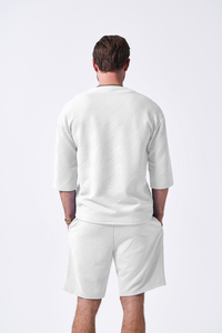 เสื้อเชิ้ตแขนสั้นผู้ชายสไตล์ลำลองถักนิตสีพื้นสำหรับฤดูร้อน คอวี ผ้าฝ้าย 100% แฟชั่นลำลองใส่ได้ทุกวันสำหรับผู้ชาย ขายส่ง - Product Image 2