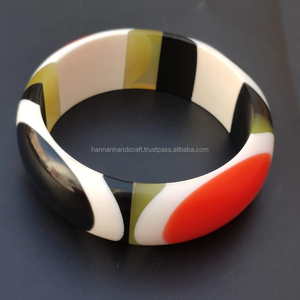 Handcrafted Vintage Style Resin Bangles Set Customized High-Polished Colorful Fashion <b>Women</b> Diamond India Wedding Christian - Product Image 2