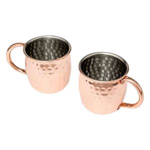 Tasses à boire en cuivre martelé artisanales pour cocktails, mugs à bière avec poignées pour restaurants et bars - Product Image 6