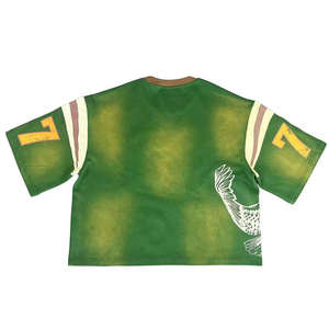 เสื้อยืดวินเทจสไตล์สตรีทแวร์ ผ้าคอตตอน 100% หนานุ่ม ระบายอากาศได้ดี ทรงหลวมไหล่ตก ฟอกสีแบบ Stone Acid Wash ทรงบ็อกซี่ ครอป สำหรับผู้ชาย - Product Image 2