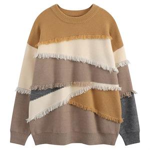 Suéter Americano Retro Bflazy con Borlas y Parches de Secado Rápido para Hombre, Versión Coreana Japonesa, Tejido en Contraste, Invierno - Product Image 2