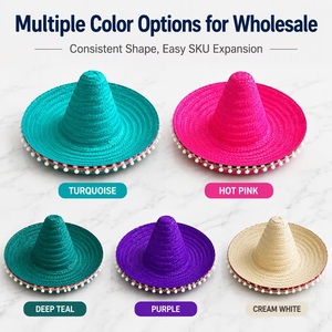 Sombrero Mexicano Arcoíris de Paja de Bambú con Ala Ancha para Fiesta y Disfraz - Product Image 6
