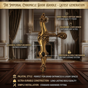 Poignée de porte antique en or de luxe, 12 pouces |   Poignée de levier Aurea Curva Rococo à motif en spirale |   Matériel de quincaillerie haut de gamme pour porte d'entrée - Product Image 3