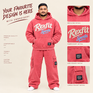 Ensemble sweat-shirt et pantalon de survêtement pour homme, rouge, avec lettres brodées, style décontracté, vêtements d'automne, survêtement personnalisé - Product Image 3