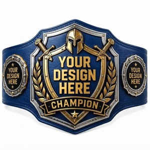 Ceinture de championnat de lutte personnalisée avec plaque métallique dorée, ceinture de champion avec logo personnalisé, équipement sportif, championnat personnalisé - Product Image 3