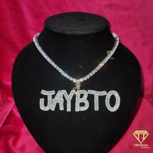 Custom " JAYBTO " <b>Name</b> Pendant Necklace Iced Out Moissanite Diamond Tennis <b>Chain</b> Hip Hop Jewelry - Product Image 3