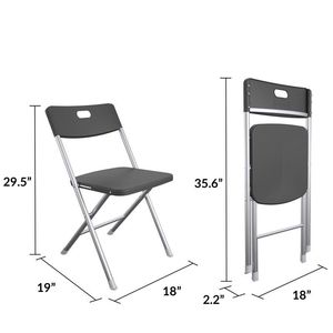 Sedia pieghevole in resina con schienale nero, confezione da 4 - Product Image 3