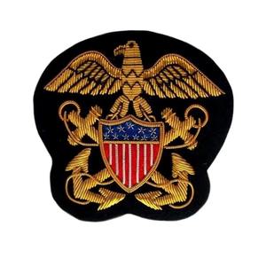 Handmade Embroidered Custom Made Bullion Wire Royal Crown Patches 3D Embroidery Golden &<b>Silver</b> Fashion Badges For Uniform - Product Image 4